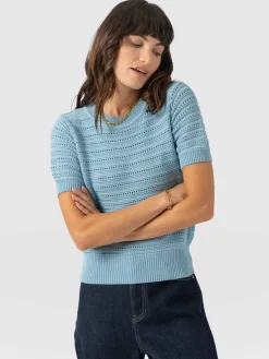 Ester Short Sleeve Knit - Powder Blue