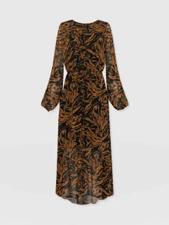 Evelyn High Low Dress - Brown Zebra