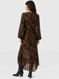 Evelyn High Low Dress - Brown Zebra