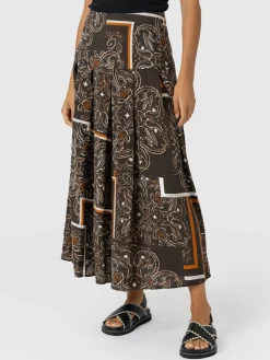 Everly Pleated Skirt - Brown Paisley