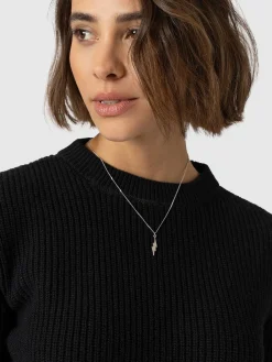 Eyelet Rib Knit Sweater - Black