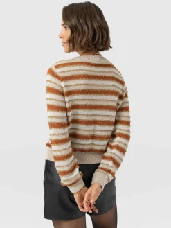 Fearne Knit Long Sleeve Tee - Rust Stripe