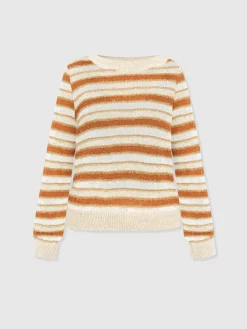 Fearne Knit Long Sleeve Tee - Rust Stripe