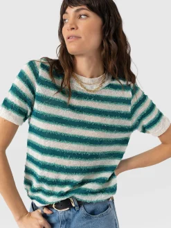 Fearne Knit Tee - Mint Stripe