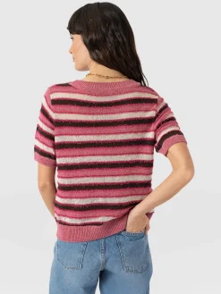 Fearne Knit Tee - Pink Stripe