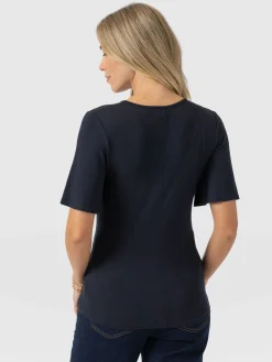 Freya Tie Tee - Navy