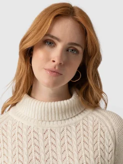 Glen Cable Knit Sweater - Cream