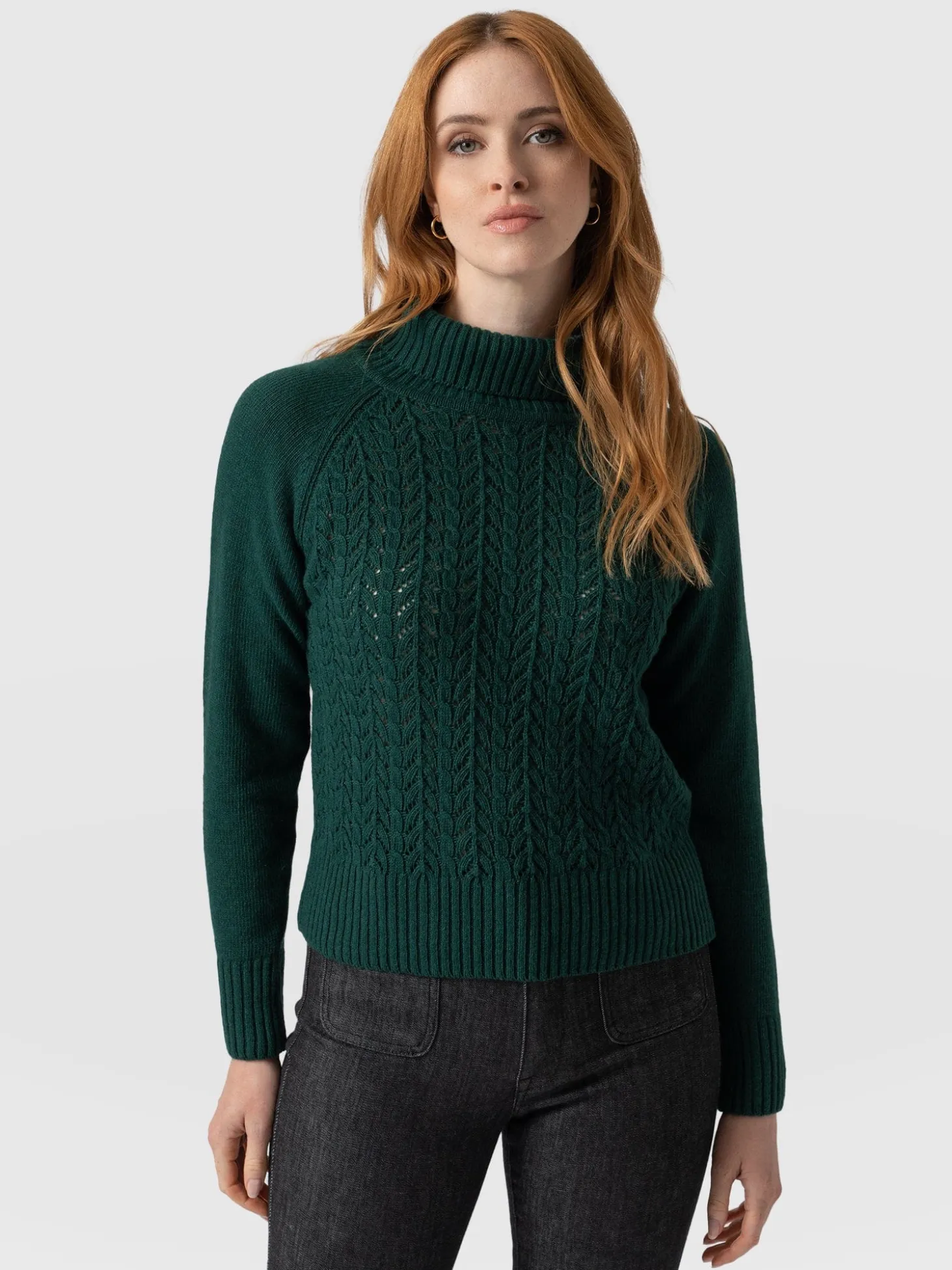 Glen Cable Knit Sweater - Green