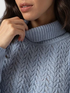 Glen Cable Knit Sweater - Pale Blue