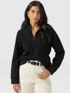 Halsey Quarter Zip - Black Ottoman