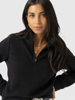 Halsey Quarter Zip - Black Ottoman