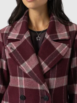 Hampton Coat - Burgundy/Pink Check