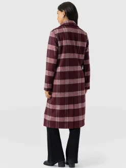 Hampton Coat - Burgundy/Pink Check