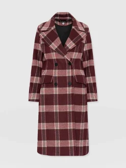 Hampton Coat - Burgundy/Pink Check