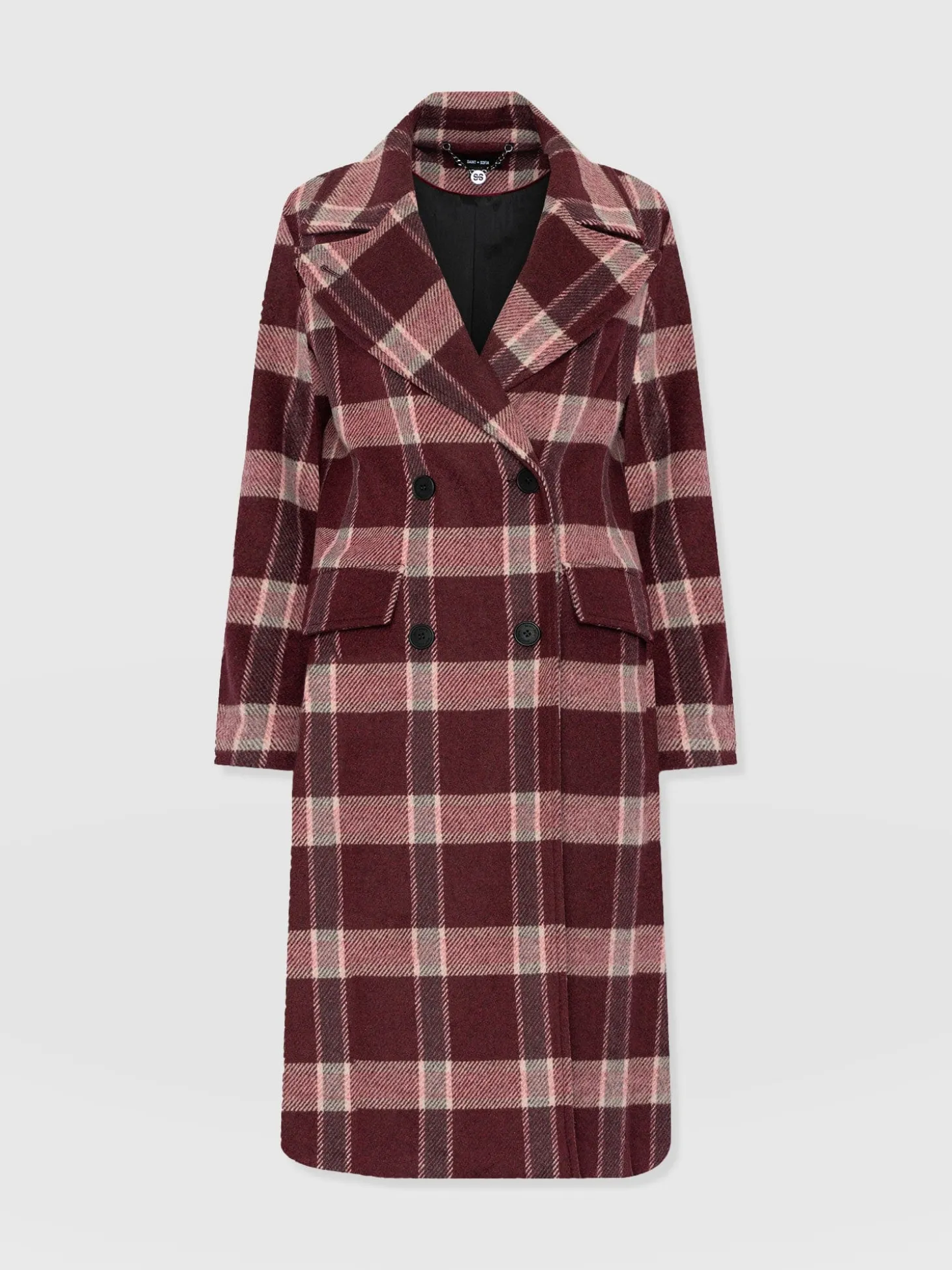 Hampton Coat - Burgundy/Pink Check