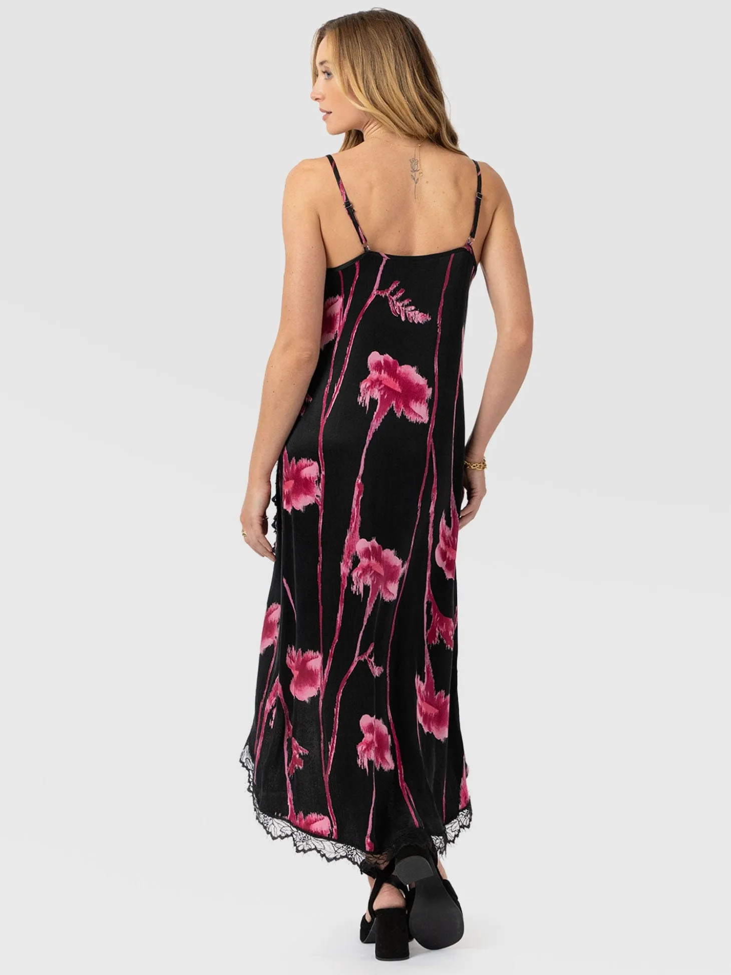 Harper Lace Cami Dress - Pink Stem Floral