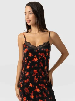 Harper Lace Cami Dress - Red Aurora