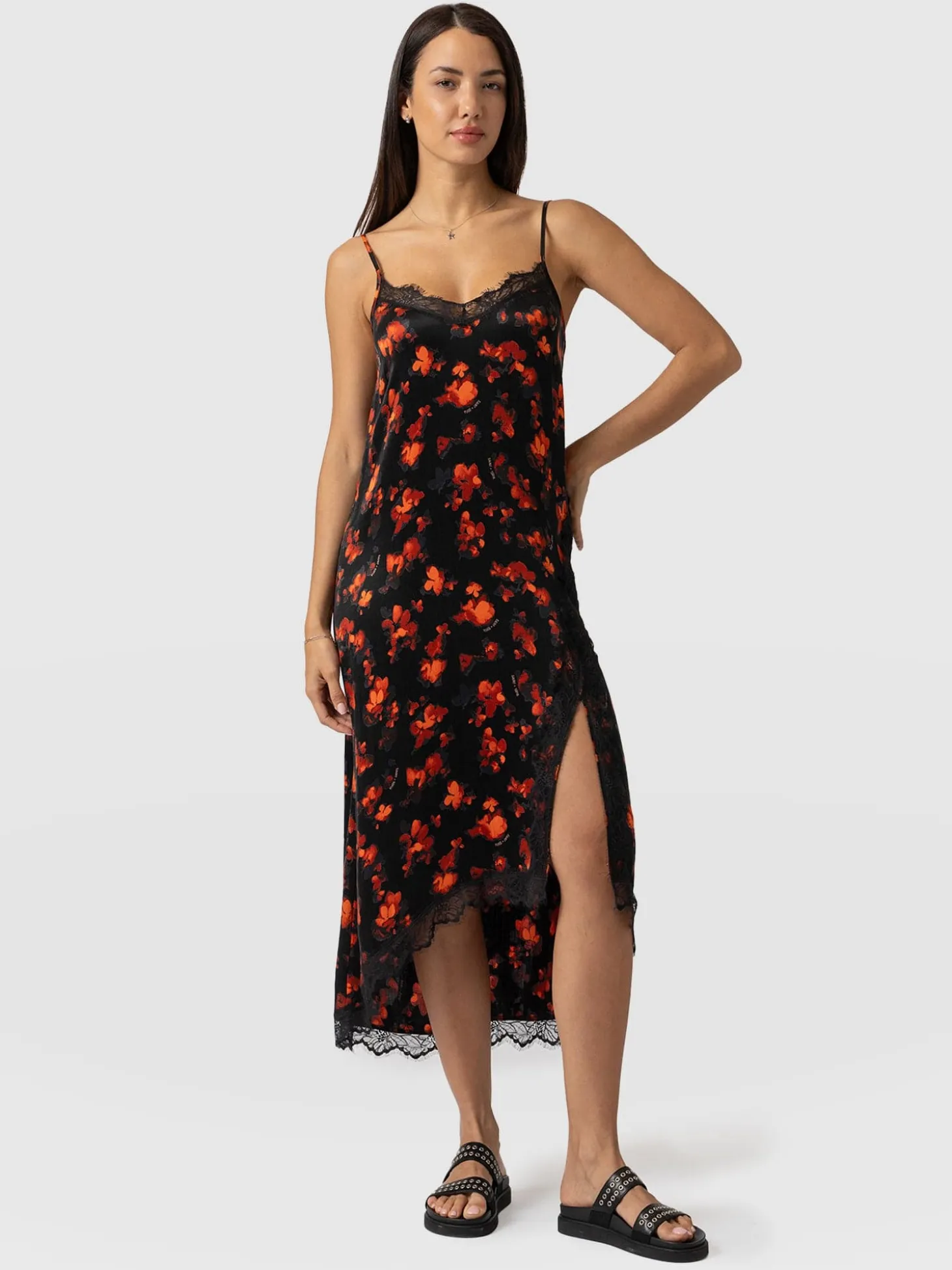 Harper Lace Cami Dress - Red Aurora