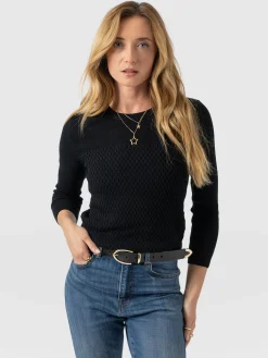 Honeycomb Rib Sweater - Black