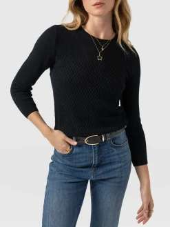 Honeycomb Rib Sweater - Black