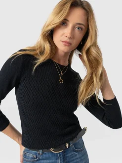 Honeycomb Rib Sweater - Black