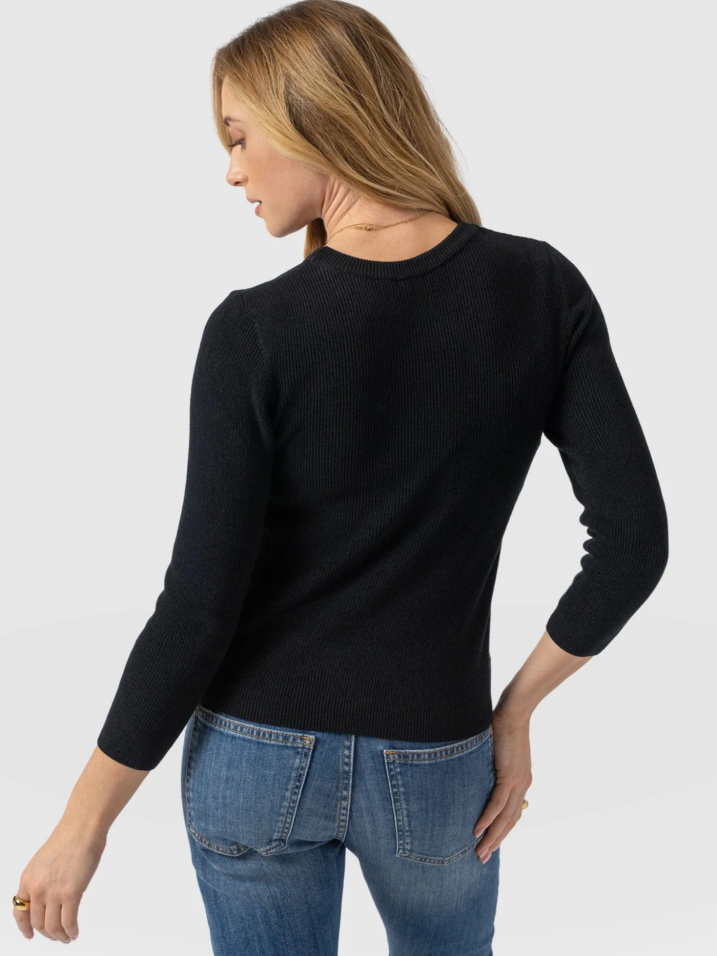 Honeycomb Rib Sweater - Black