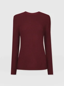 Honeycomb Rib Sweater - Burgundy