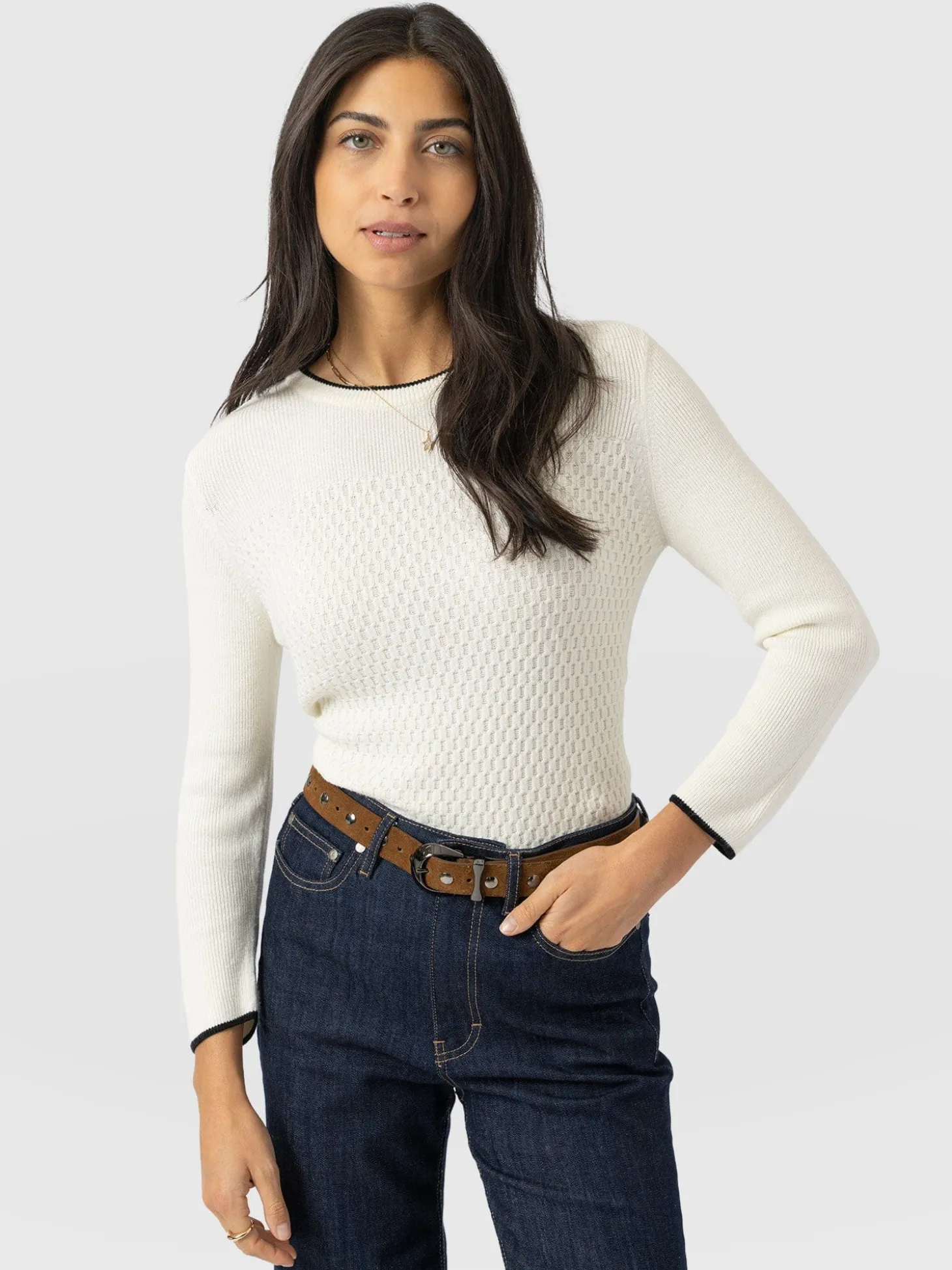 Honeycomb Rib Sweater - Cream