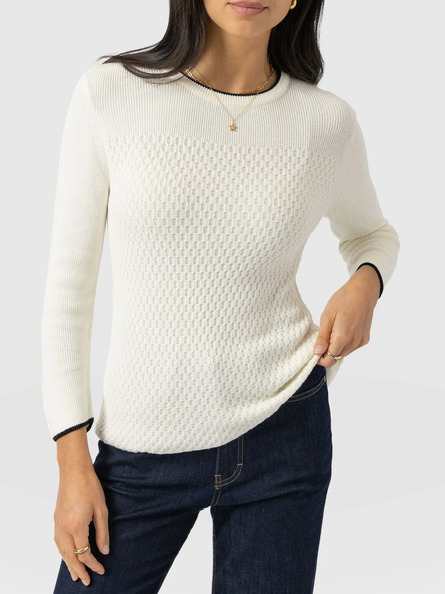 Honeycomb Rib Sweater - Cream