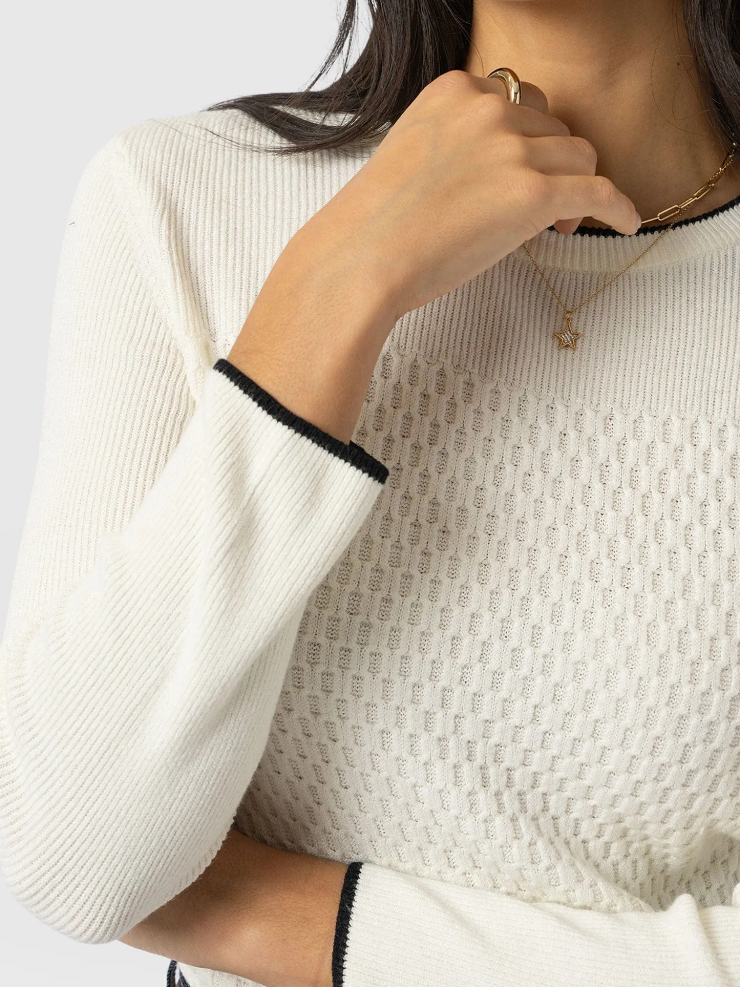 Honeycomb Rib Sweater - Cream