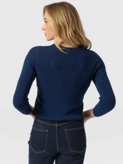 Honeycomb Rib Sweater - Navy