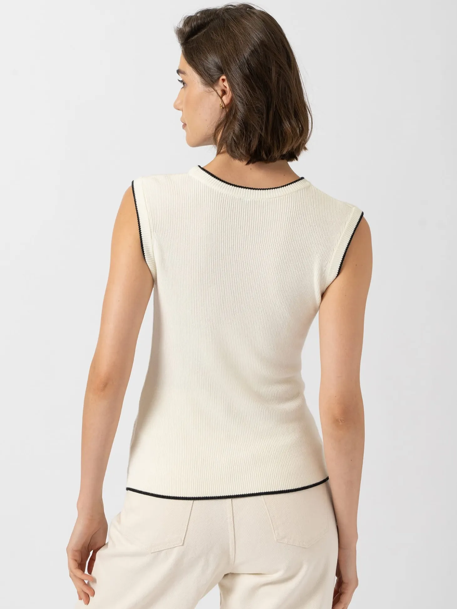 Honeycomb Sleeveless Rib Knit - Cream