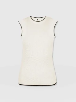 Honeycomb Sleeveless Rib Knit - Cream