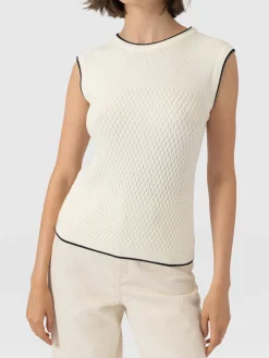 Honeycomb Sleeveless Rib Knit - Cream