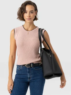 Honeycomb Sleeveless Rib Knit - Pale Pink