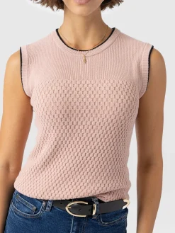 Honeycomb Sleeveless Rib Knit - Pale Pink