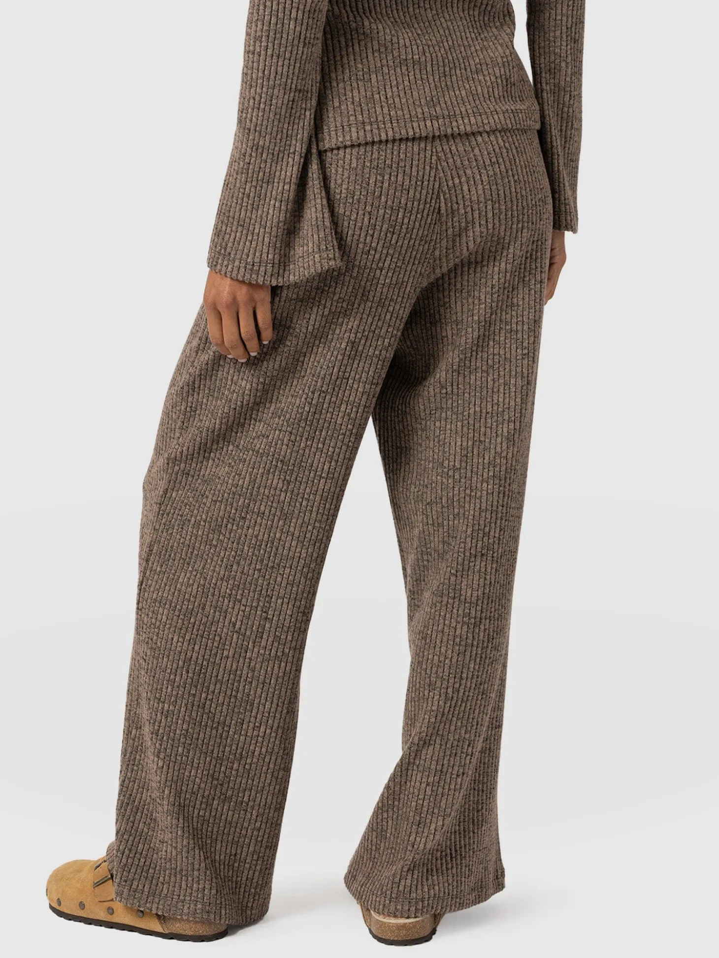 Hoxton Rib Wide Leg Pant - Beige