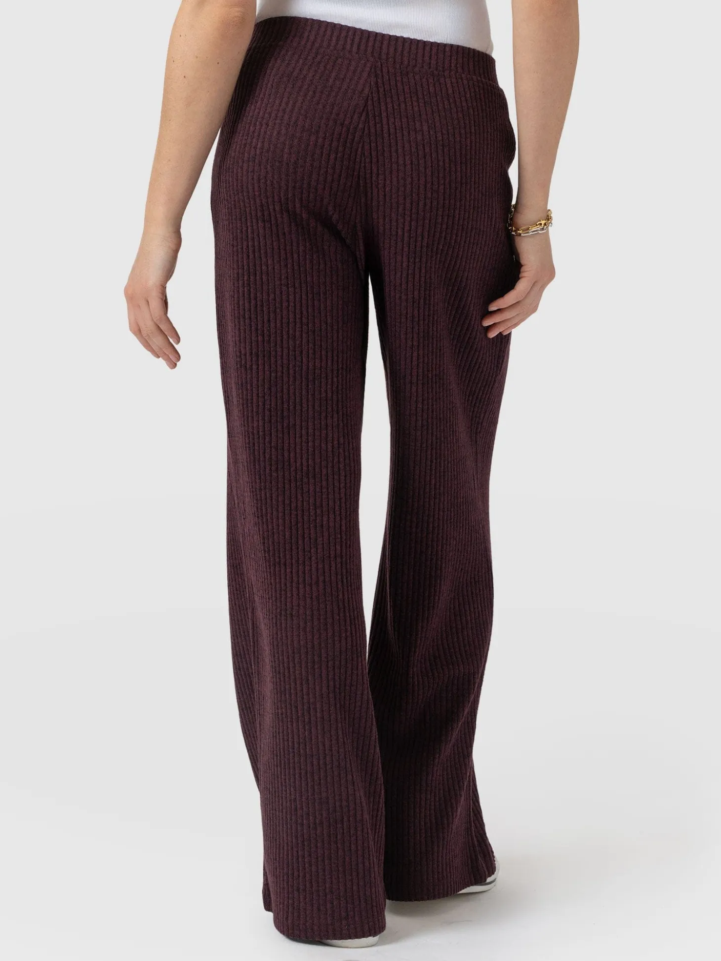Hoxton Rib Wide Leg Pant - Burgundy