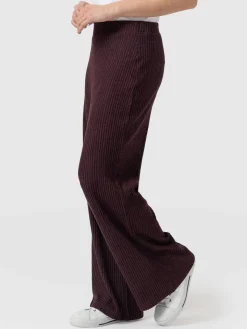 Hoxton Rib Wide Leg Pant - Burgundy
