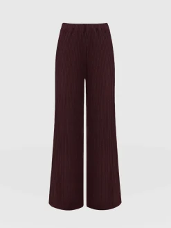 Hoxton Rib Wide Leg Pant - Burgundy