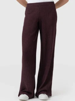 Hoxton Rib Wide Leg Pant - Burgundy