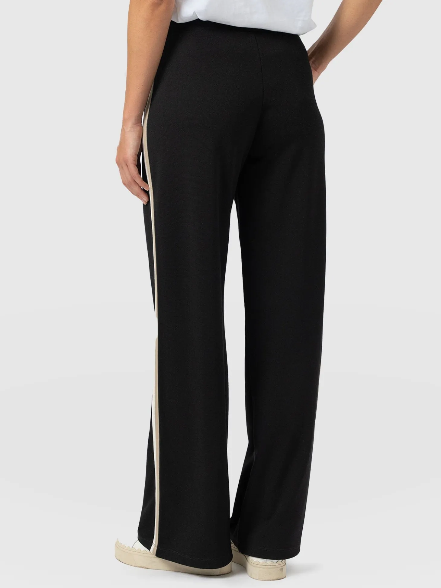 Hoxton Straight Leg Pant - Black - Cream/Beige Stripe