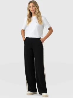 Hoxton Straight Leg Pant - Black - Cream/Beige Stripe