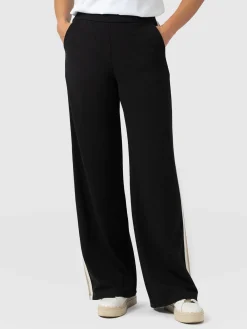 Hoxton Straight Leg Pant - Black - Cream/Beige Stripe