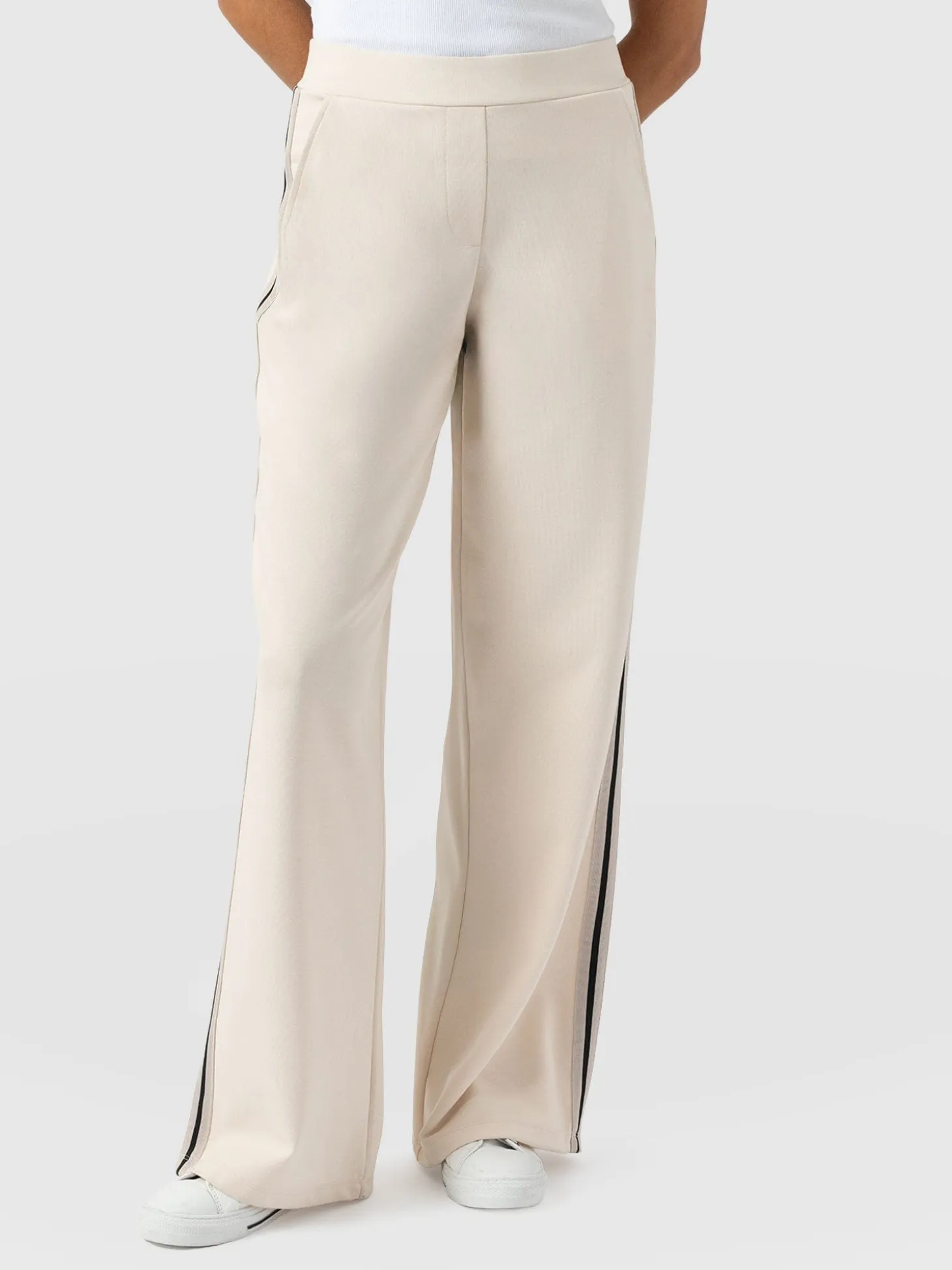 Hoxton Straight Leg Pant - Cream - Black Stripe