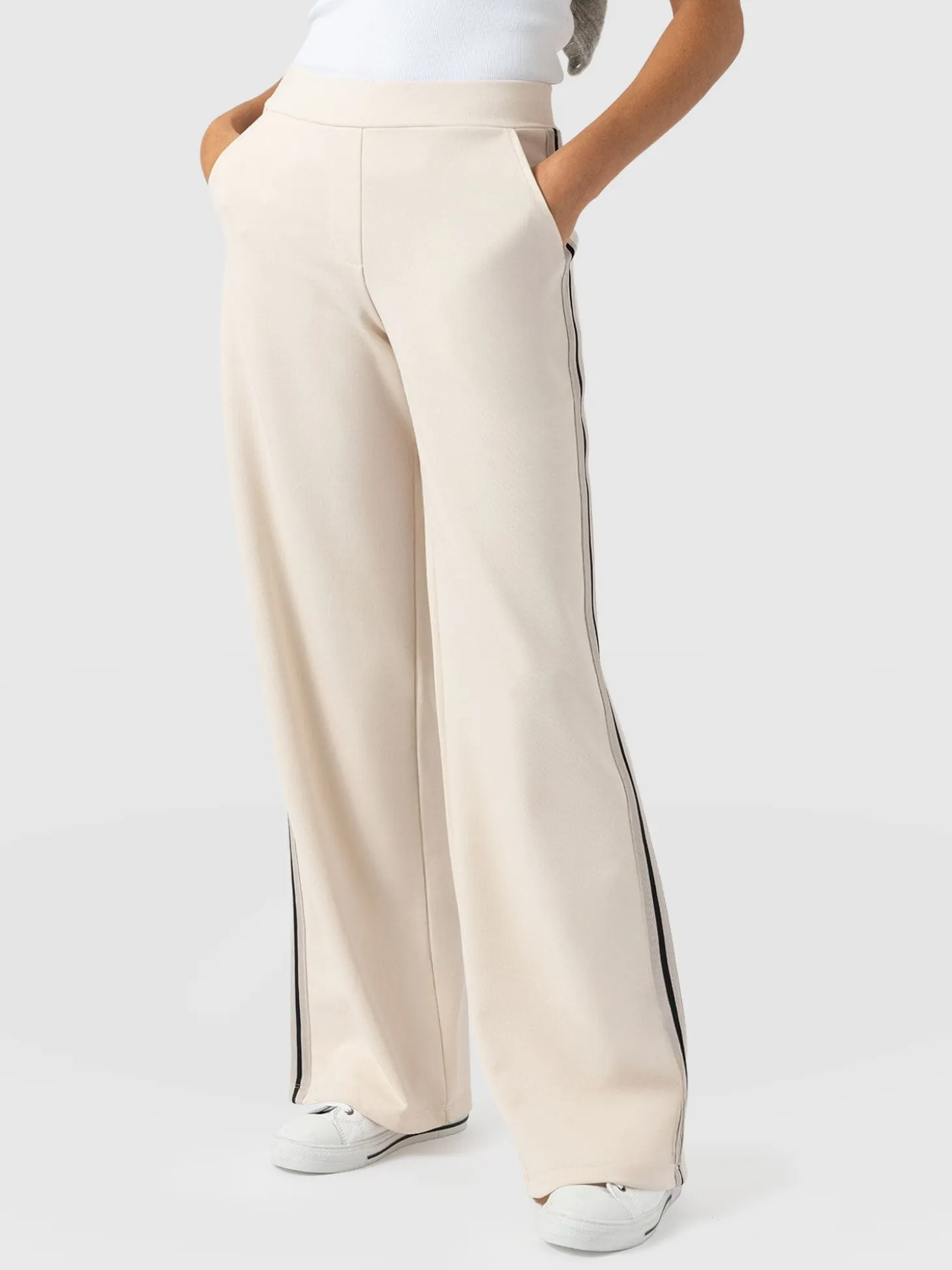 Hoxton Straight Leg Pant - Cream - Black Stripe