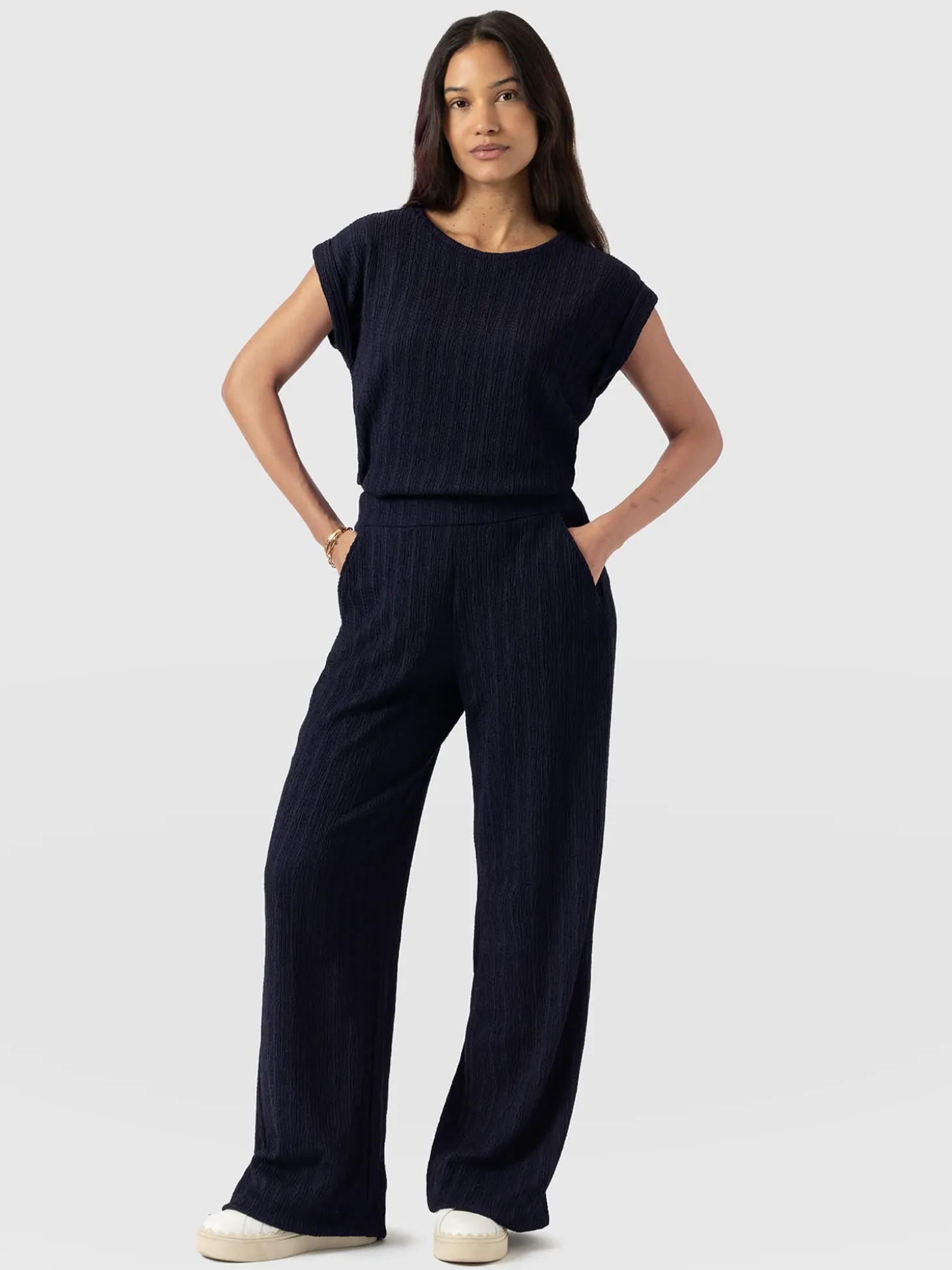 Hoxton Straight Leg Pant - Navy Textured