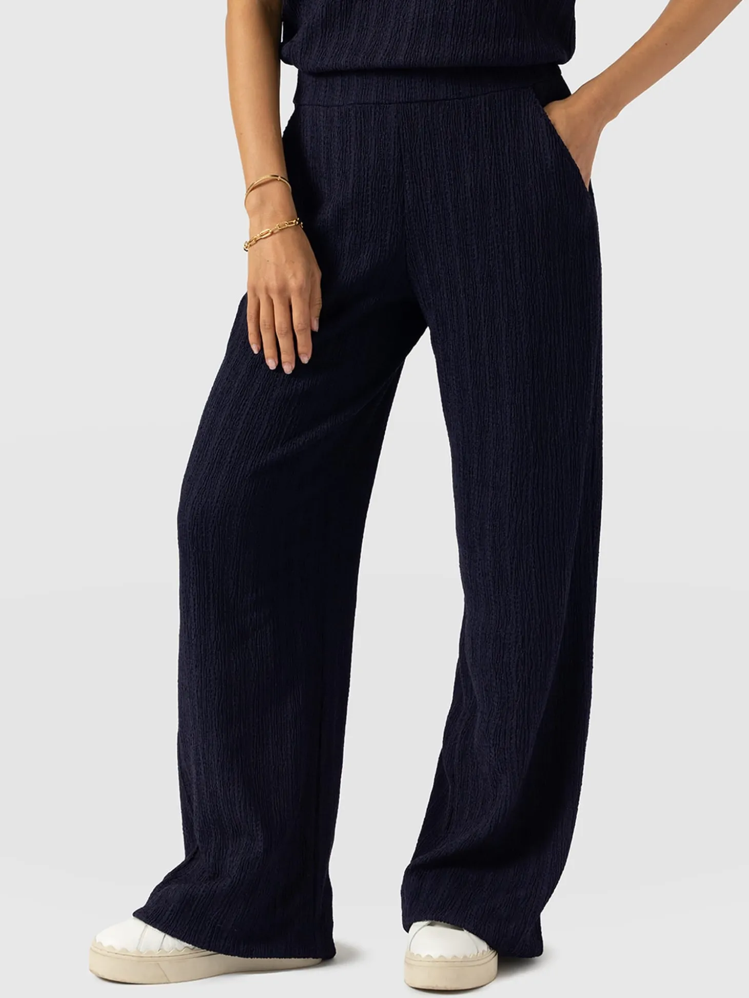 Hoxton Straight Leg Pant - Navy Textured