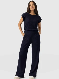 Hoxton Straight Leg Pant - Navy Textured
