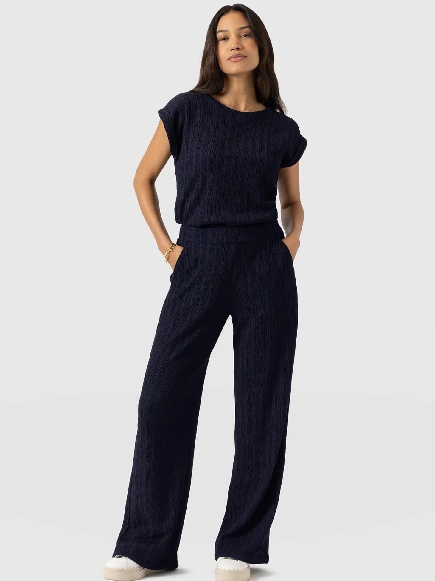 Hoxton Straight Leg Pant - Navy Textured